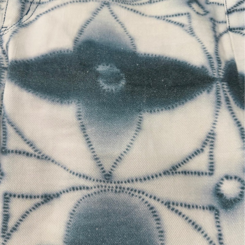 Louis Vuitton LV白藍滿印渲染水墨牛仔褲-4