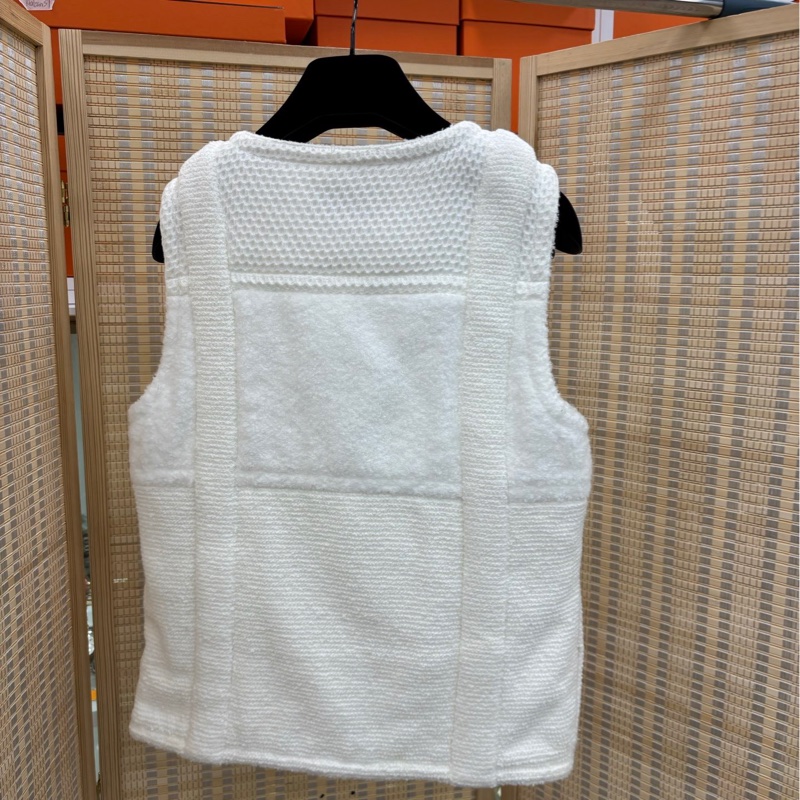 Chanel香奈兒 白色針織拉鍊背心34碼-1