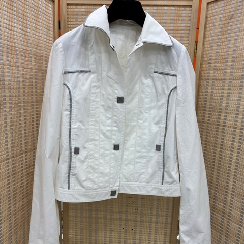 Chanel 香奈兒 vintage中古方標運動線sprts白色外套上衣 34碼