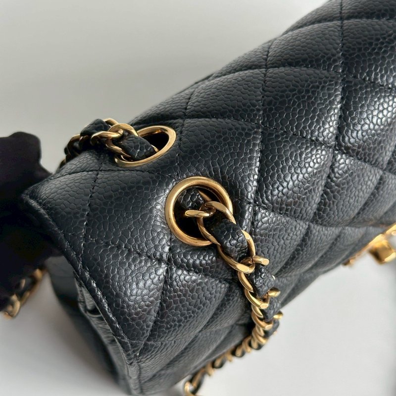 98新🖤 芯片款 Chanel 香奈兒 CF 23 黑色金釦-8