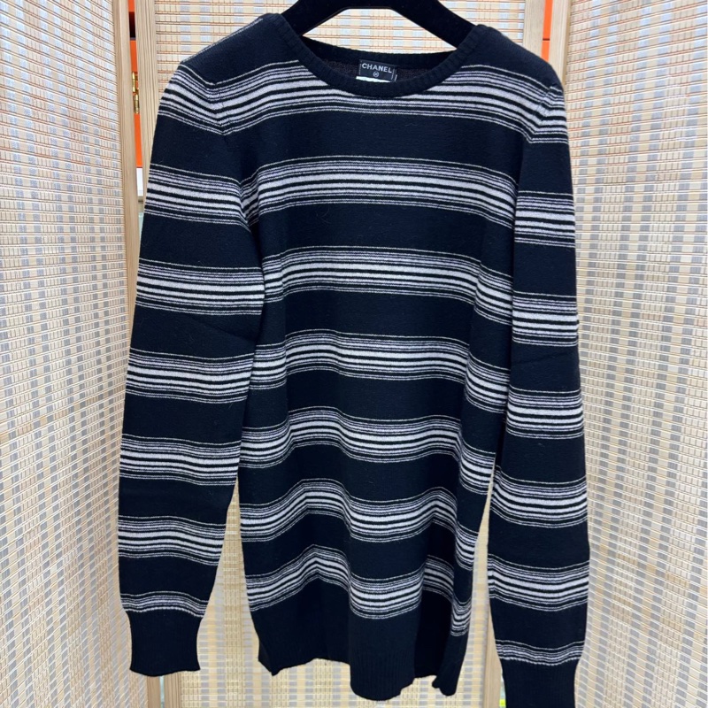 Chanel 香奈兒 黑色條紋針織上衣 36碼-0