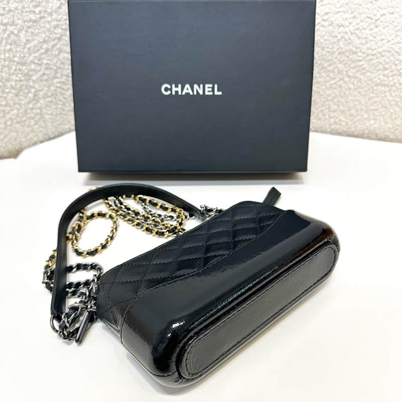 Chanel 香奈兒 Gabrielle 流浪包 黑金 Mini WOC-3