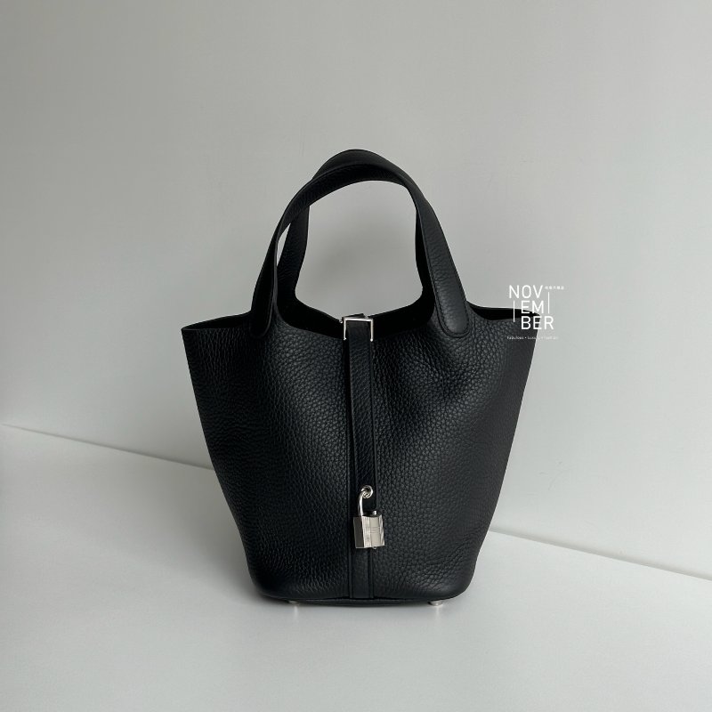 全新全配有購證🙌🏻 Hermès 愛馬仕 Picotin18 黑色銀釦-0
