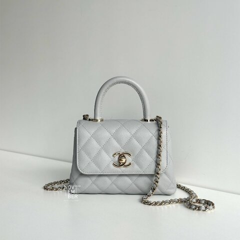 99新🆕 Chanel 香奈兒 Coco Handle Nano 灰色金釦