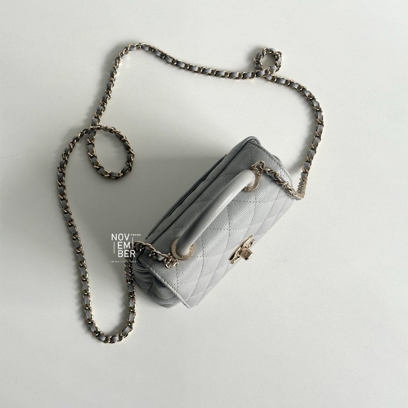 99新🆕 Chanel 香奈兒 Coco Handle Nano 灰色金釦-2