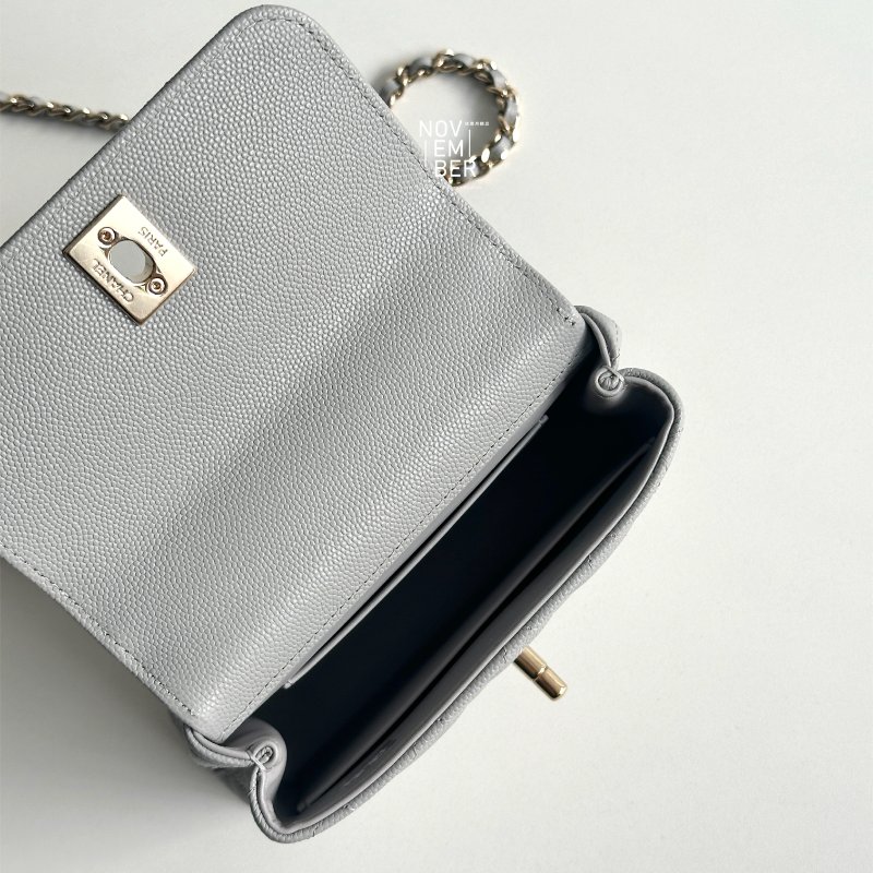 99新🆕 Chanel 香奈兒 Coco Handle Nano 灰色金釦-3