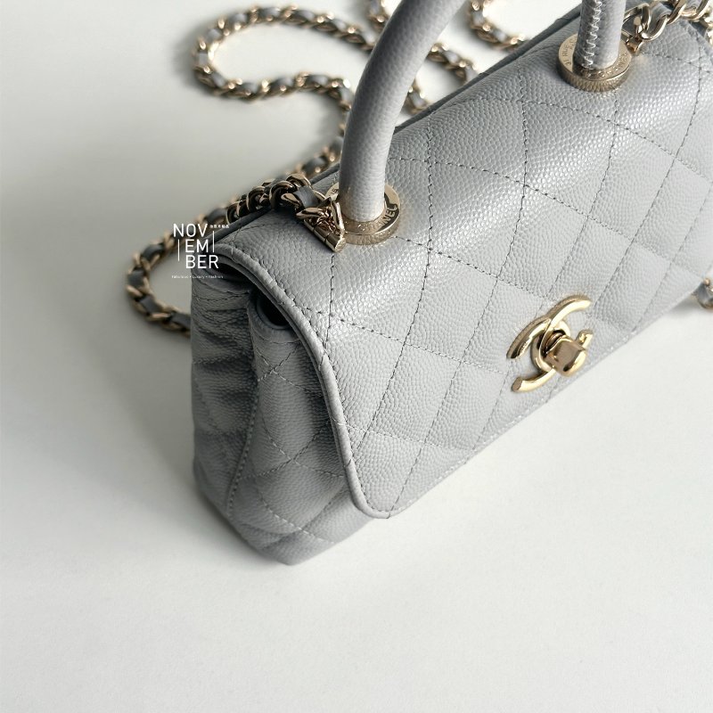 99新🆕 Chanel 香奈兒 Coco Handle Nano 灰色金釦-4