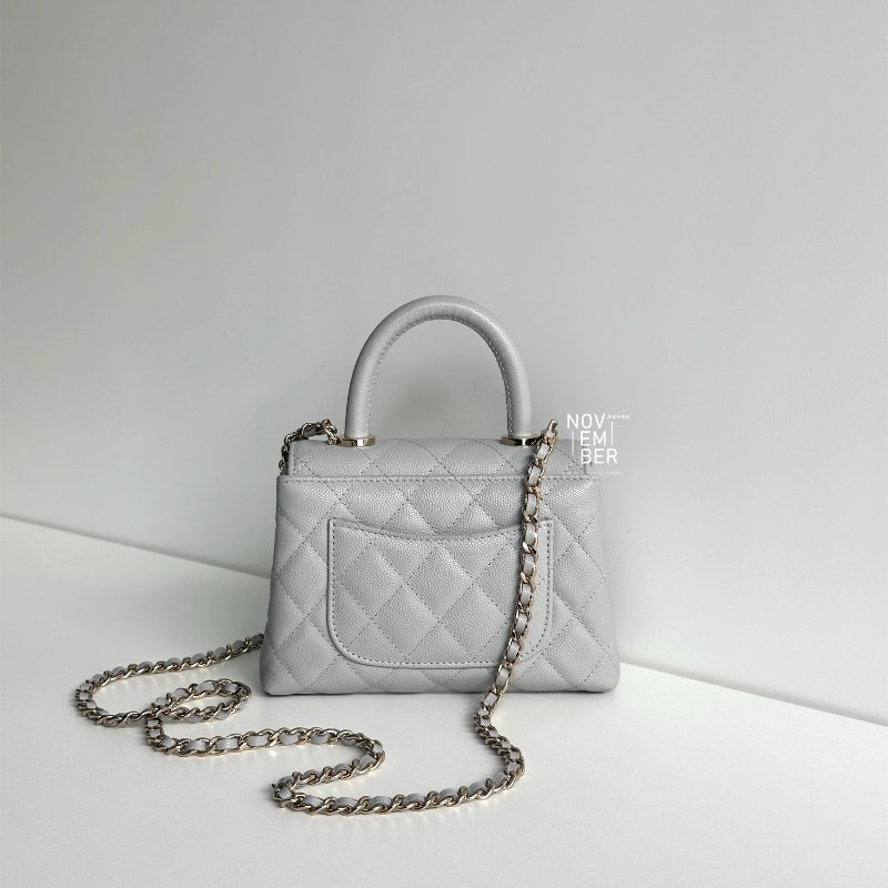 99新🆕 Chanel 香奈兒 Coco Handle Nano 灰色金釦-5