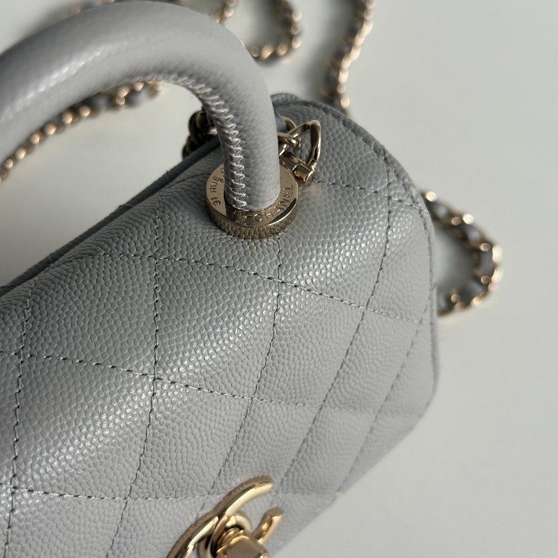 99新🆕 Chanel 香奈兒 Coco Handle Nano 灰色金釦-6