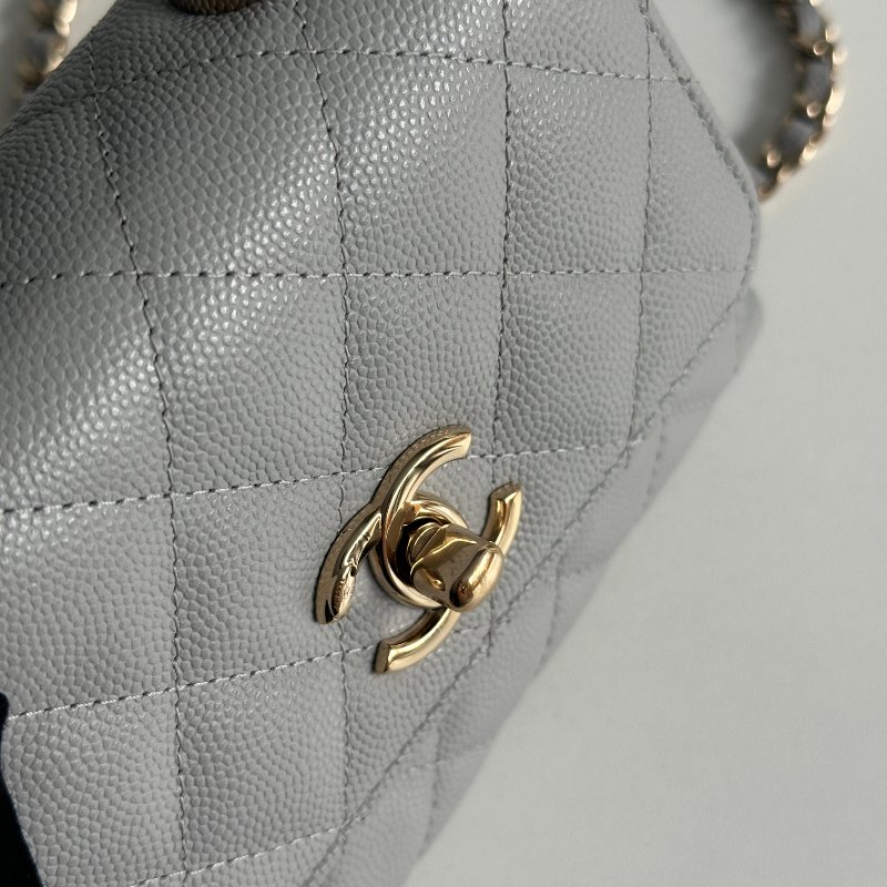 99新🆕 Chanel 香奈兒 Coco Handle Nano 灰色金釦-8