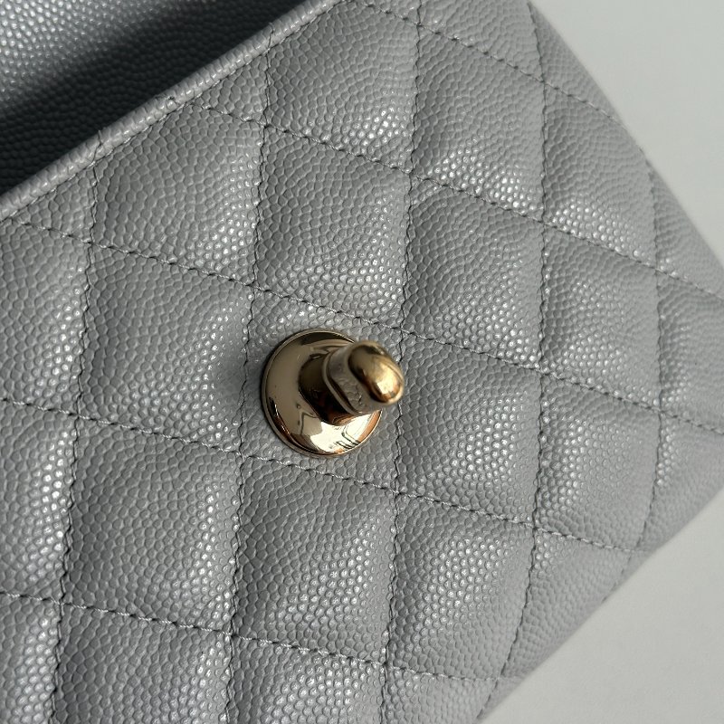 99新🆕 Chanel 香奈兒 Coco Handle Nano 灰色金釦-12