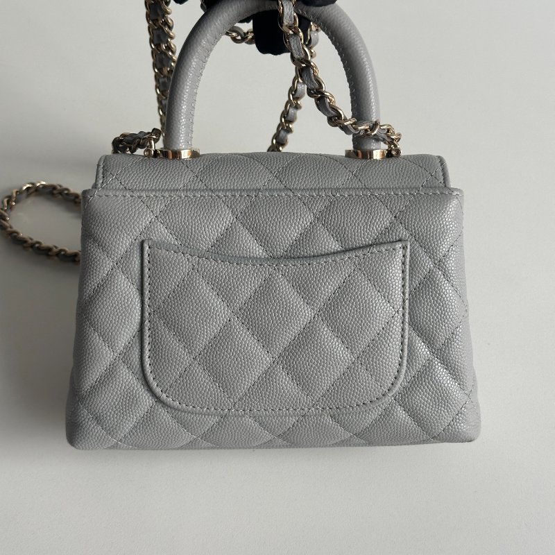 99新🆕 Chanel 香奈兒 Coco Handle Nano 灰色金釦-15