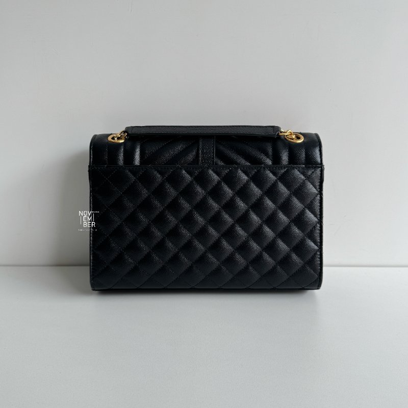 99新🆕 有購證✨ Saint Laurent YSL 聖羅蘭 信封包 黑色金釦 中號-5