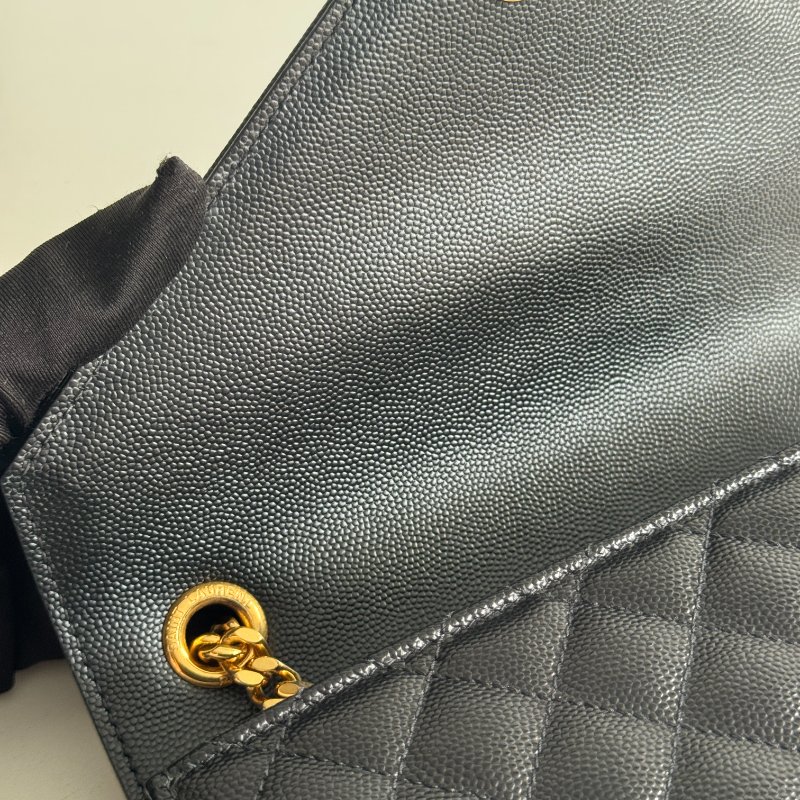 99新🆕 有購證✨ Saint Laurent YSL 聖羅蘭 信封包 黑色金釦 中號-11