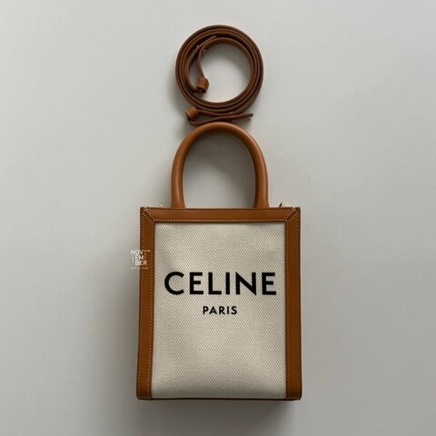 99新🆕 Celine 瑟琳 Mini Cabas Vertical 迷你琴譜包 白棕色