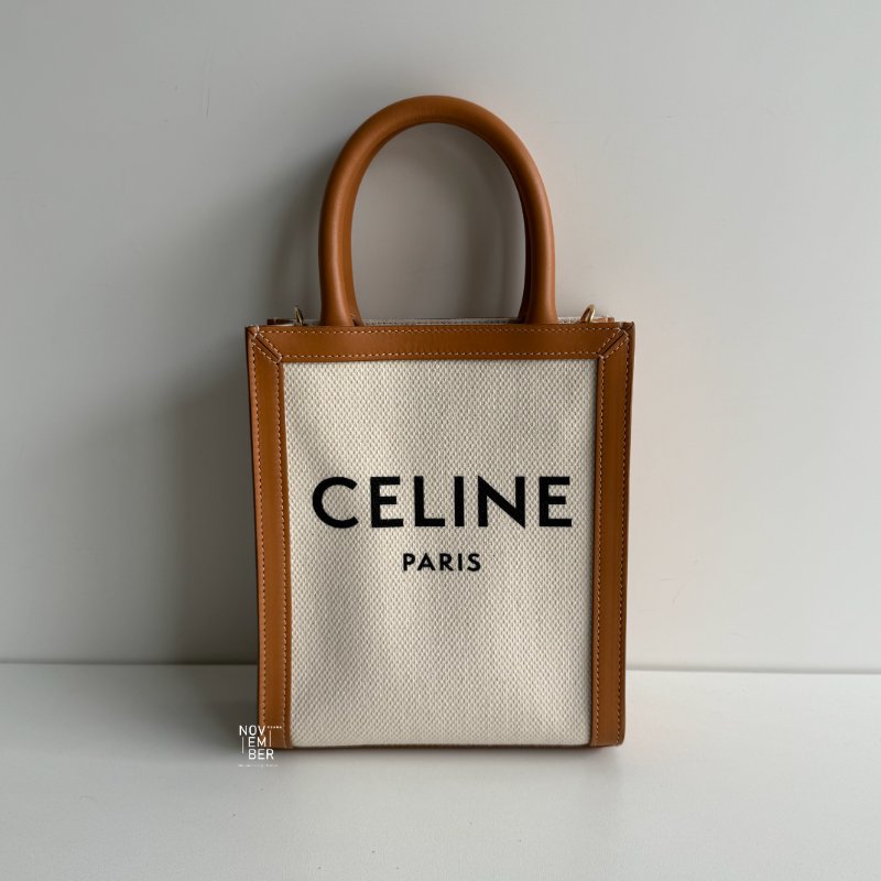 99新🆕 Celine 瑟琳 Mini Cabas Vertical 迷你琴譜包 白棕色-1