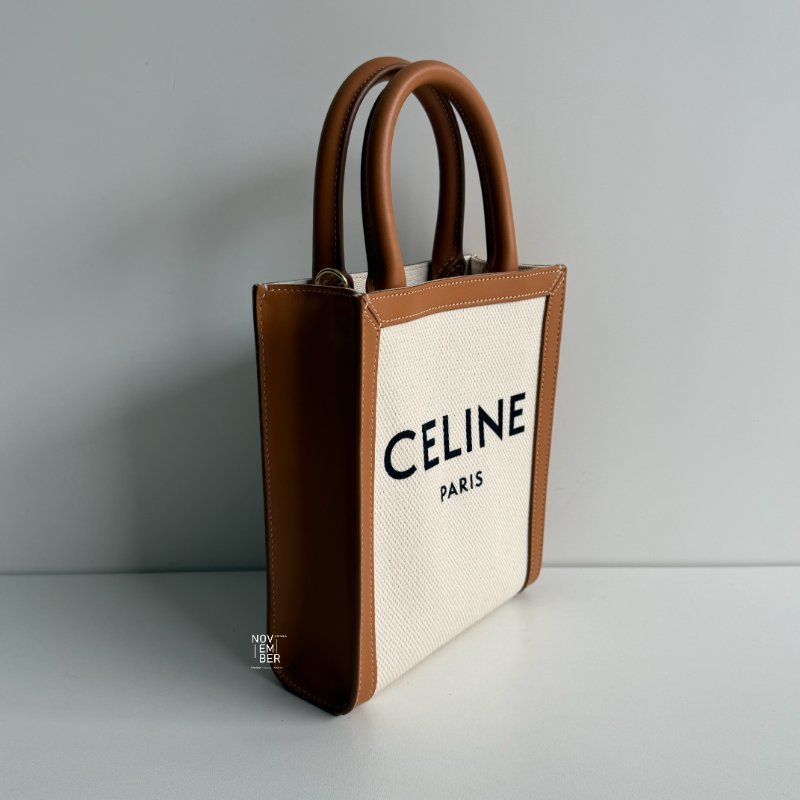 99新🆕 Celine 瑟琳 Mini Cabas Vertical 迷你琴譜包 白棕色-2
