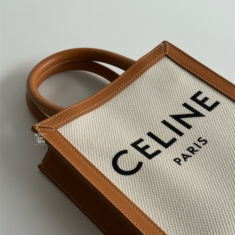 99新🆕 Celine 瑟琳 Mini Cabas Vertical 迷你琴譜包 白棕色-4