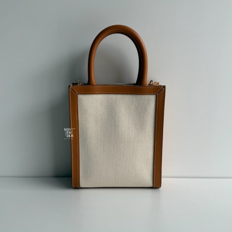 99新🆕 Celine 瑟琳 Mini Cabas Vertical 迷你琴譜包 白棕色-5