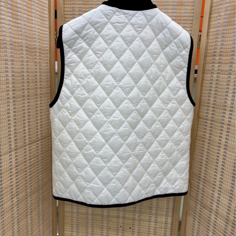 Chanel/香奈兒 白色黑邊小香風 菱格輕羽絨馬甲 36碼-1