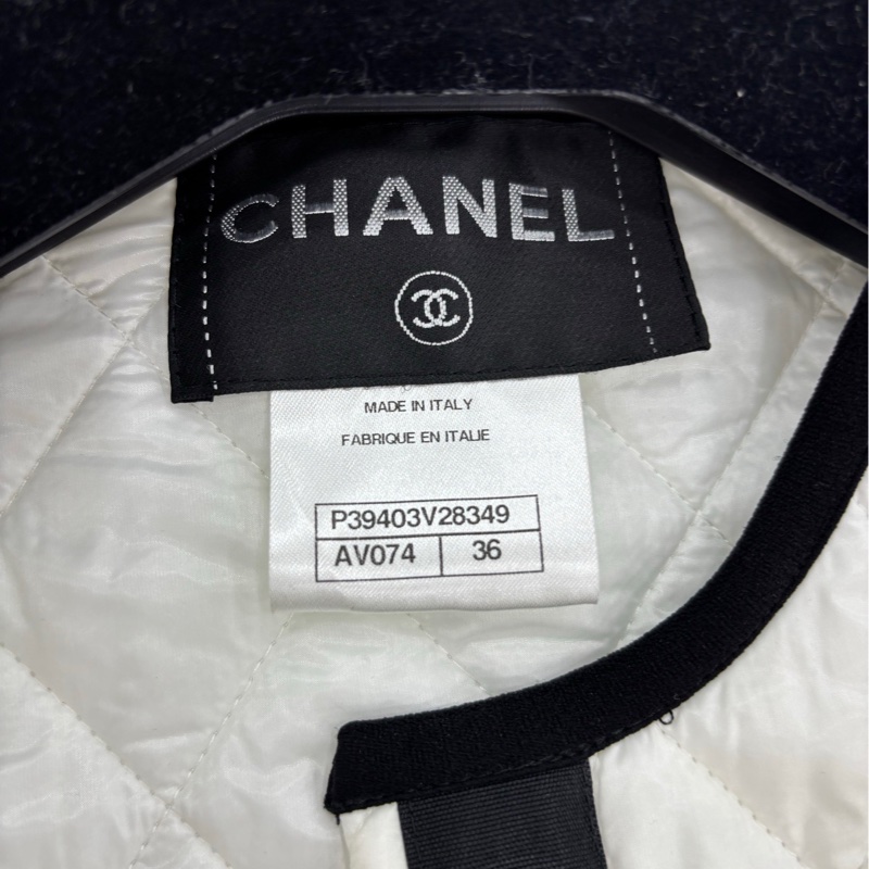 Chanel/香奈兒 白色黑邊小香風 菱格輕羽絨馬甲 36碼-2