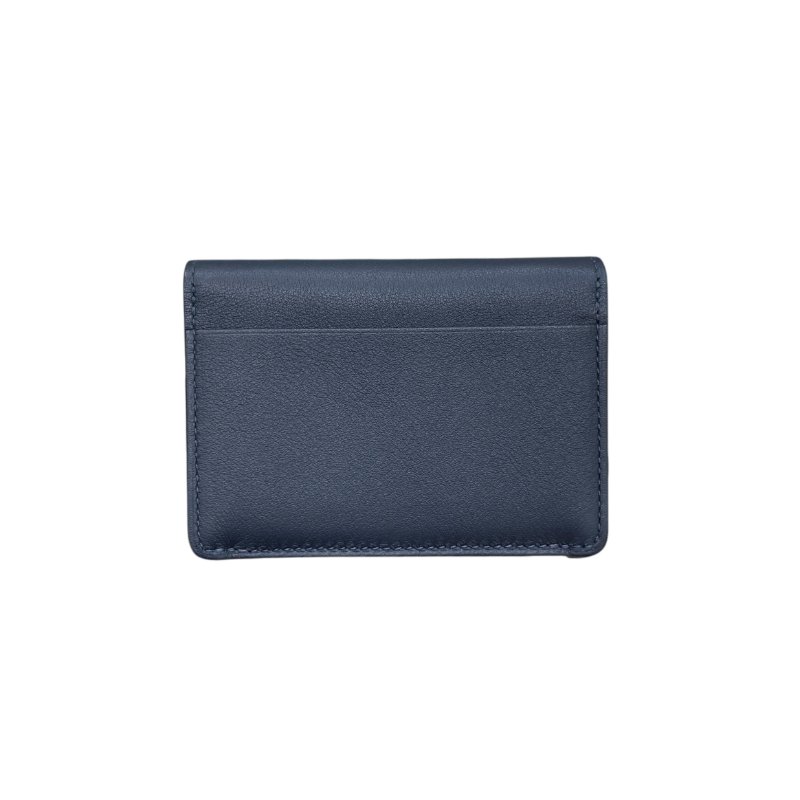HERMES 愛馬仕 CHIEN 卡夾包 皮革 深藍色 銀釦-2