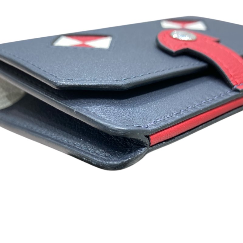 HERMES 愛馬仕 CHIEN 卡夾包 皮革 深藍色 銀釦-7