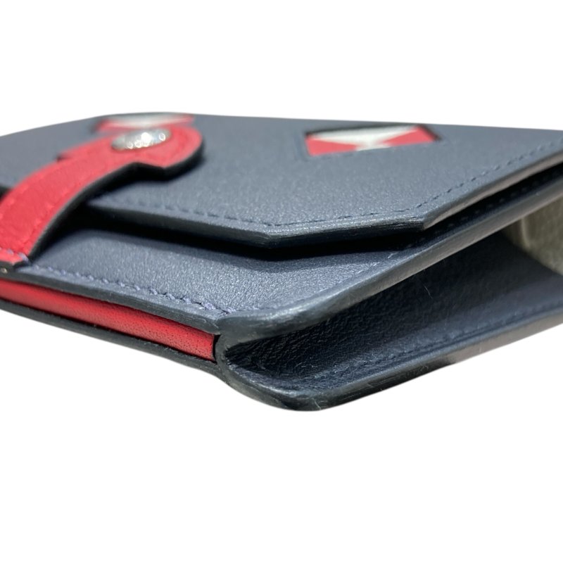 HERMES 愛馬仕 CHIEN 卡夾包 皮革 深藍色 銀釦-8