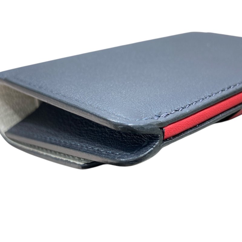 HERMES 愛馬仕 CHIEN 卡夾包 皮革 深藍色 銀釦-9