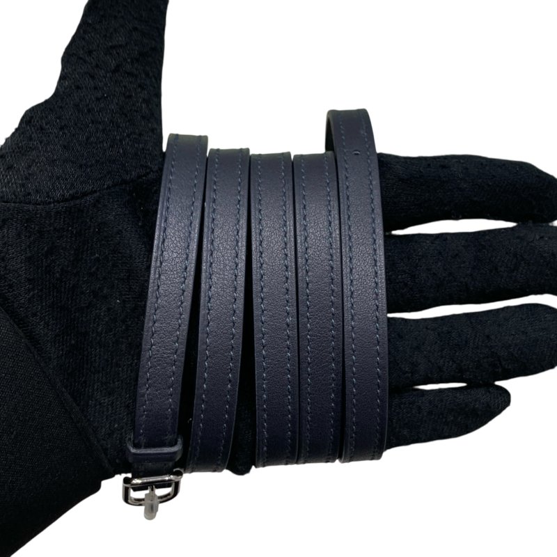 HERMES 愛馬仕 CHIEN 卡夾包 皮革 深藍色 銀釦-12