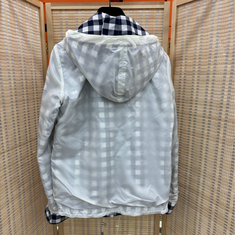 CHANEL香奈兒白色格子連帽外套 四口袋雙面外套 38碼-1