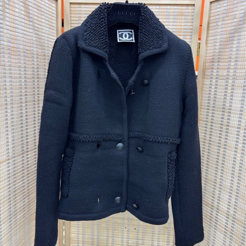 Chanel 香奈兒 黑色毛呢短上衣 外套 34碼