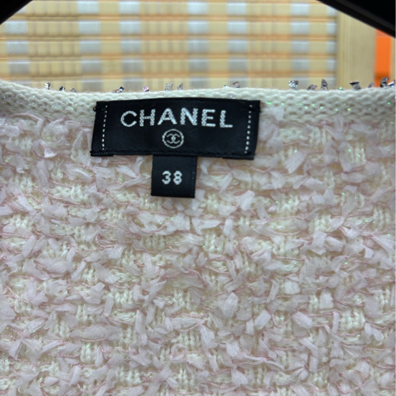 Chanel香奈兒18s瀑布系列粉拼藍色亮閃不規則下擺吊帶背心,38碼-3