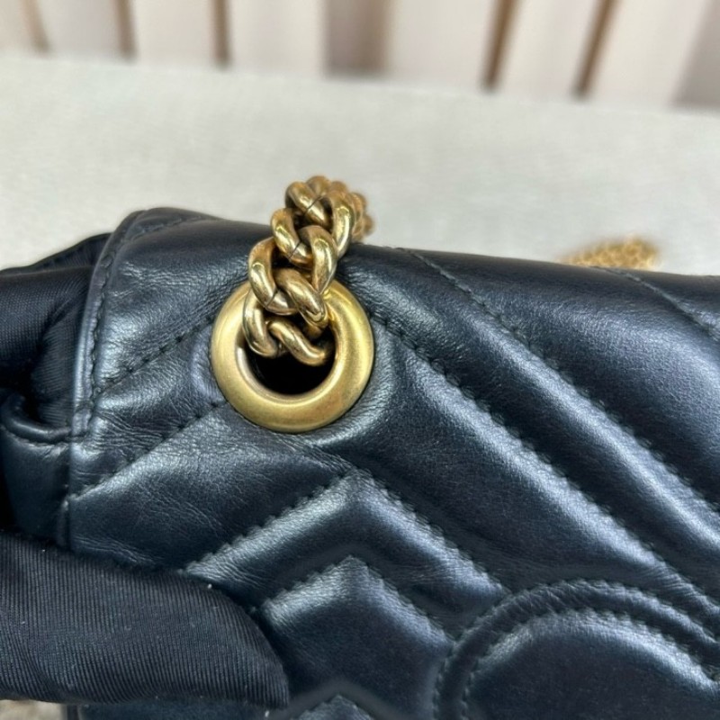 古馳GUCCI馬蒙22單肩斜挎包 古金色的經典雙G標誌 整體飽滿又精緻 出門輕便又百搭-14