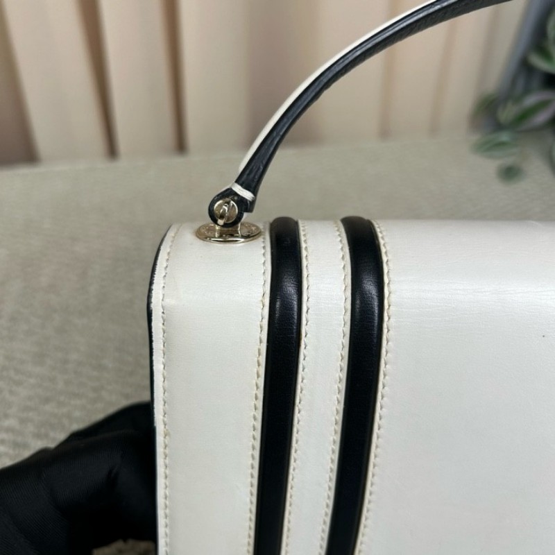 寶格麗BVLGARI黑白拼色蛇頭風琴包 銀色鏈條肩帶 可單肩可斜挎 容量實用 日常通勤百搭氣質款-18