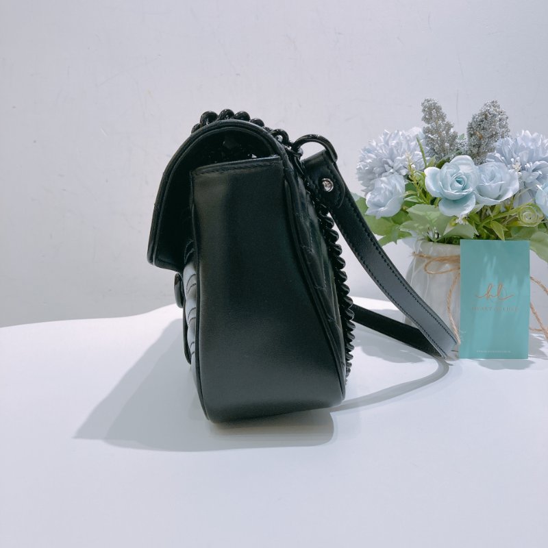 TW4788 Gucci 古馳 全黑Logo單肩/斜背袋GG Marmont Medium Shoulder Bag So Black-3