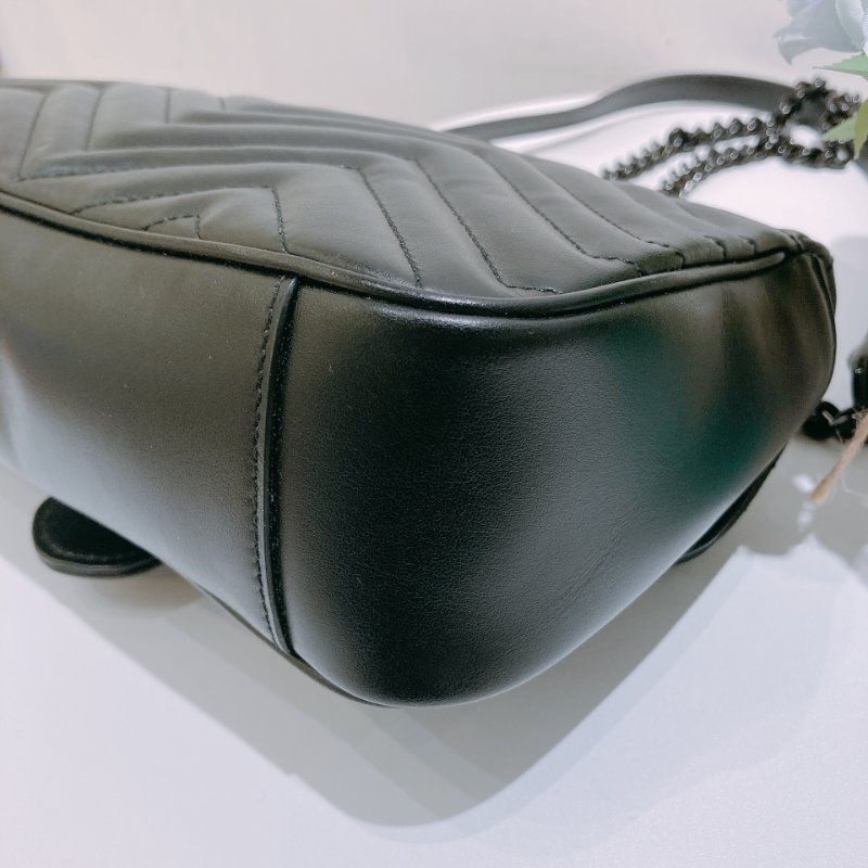 TW4788 Gucci 古馳 全黑Logo單肩/斜背袋GG Marmont Medium Shoulder Bag So Black-7