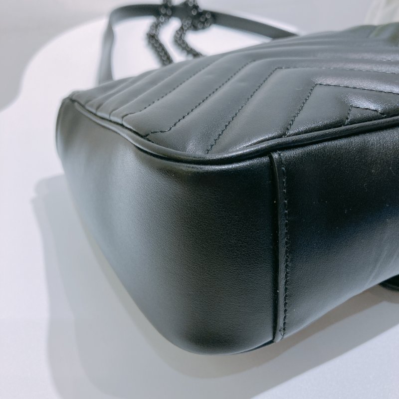 TW4788 Gucci 古馳 全黑Logo單肩/斜背袋GG Marmont Medium Shoulder Bag So Black-8