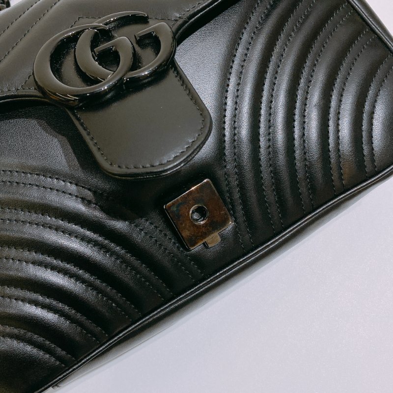 TW4788 Gucci 古馳 全黑Logo單肩/斜背袋GG Marmont Medium Shoulder Bag So Black-12