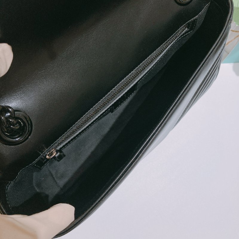 TW4788 Gucci 古馳 全黑Logo單肩/斜背袋GG Marmont Medium Shoulder Bag So Black-13