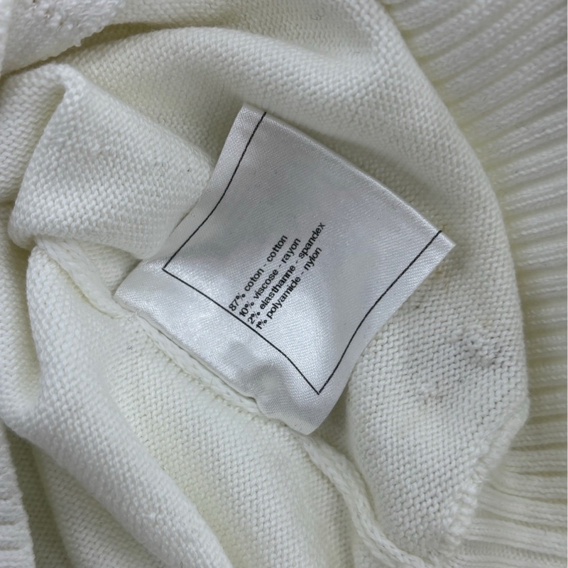 Chanel 13C白色荷葉七分袖套頭針織衫 38碼-3