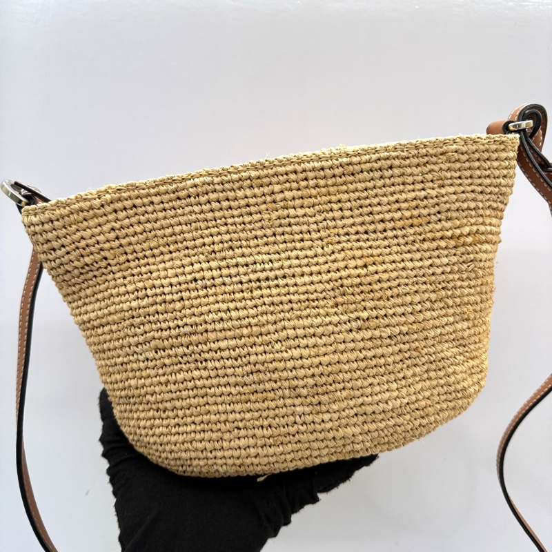 LOEWE 酒椰纖維拼小牛皮 SLIT POCHETTE 斜背包-1