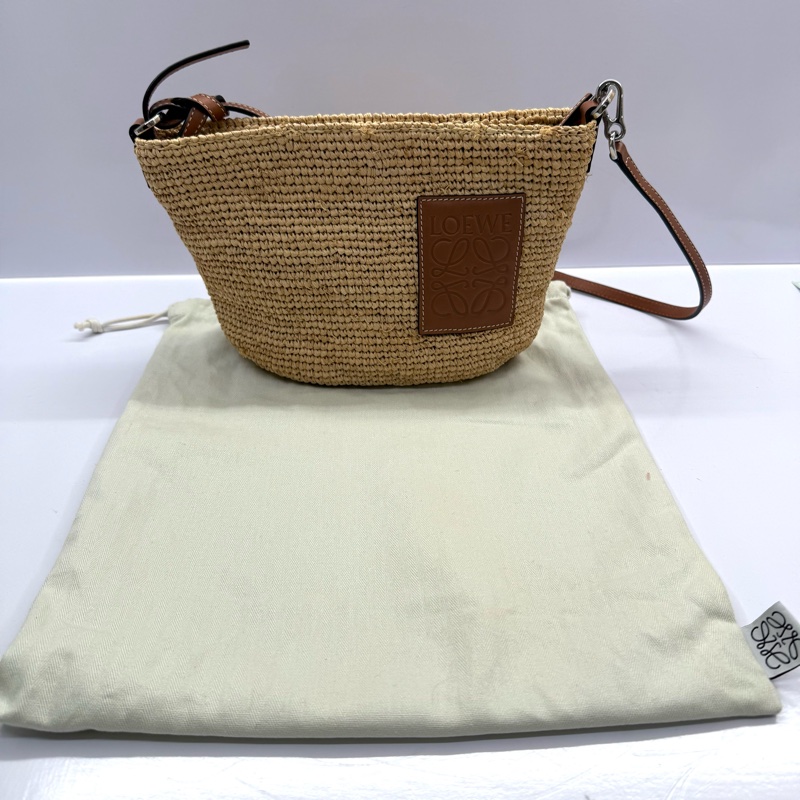 LOEWE 酒椰纖維拼小牛皮 SLIT POCHETTE 斜背包-2