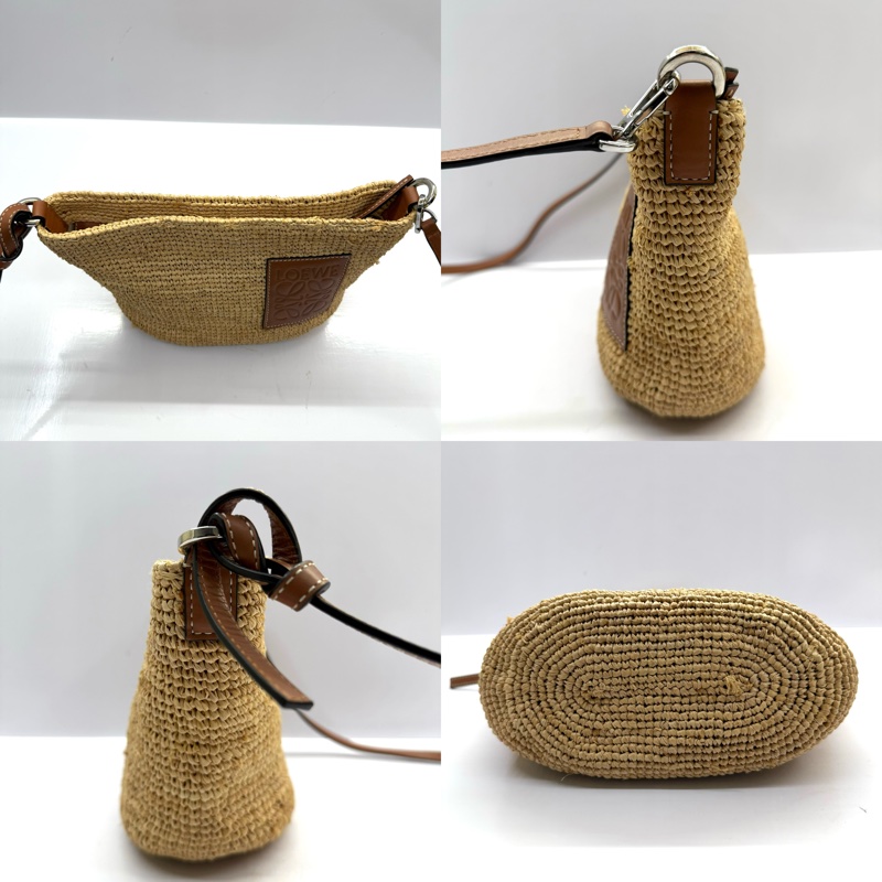 LOEWE 酒椰纖維拼小牛皮 SLIT POCHETTE 斜背包-3