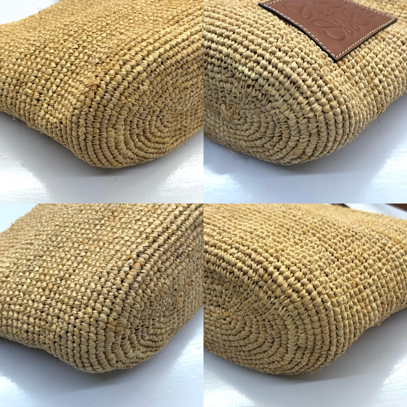 LOEWE 酒椰纖維拼小牛皮 SLIT POCHETTE 斜背包-4