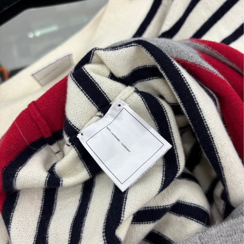 Chanel 香奈兒一字肩鏈條條紋羊絨毛衣上衣 36碼-3