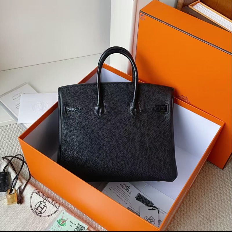 【超級保值❗️收藏家級別✨大全套有購證】Hermes黑金birkin 25 touch方塊鰐togo 皮-2