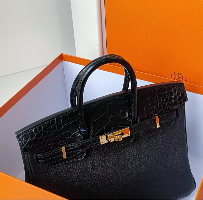 【超級保值❗️收藏家級別✨大全套有購證】Hermes黑金birkin 25 touch方塊鰐togo 皮-3