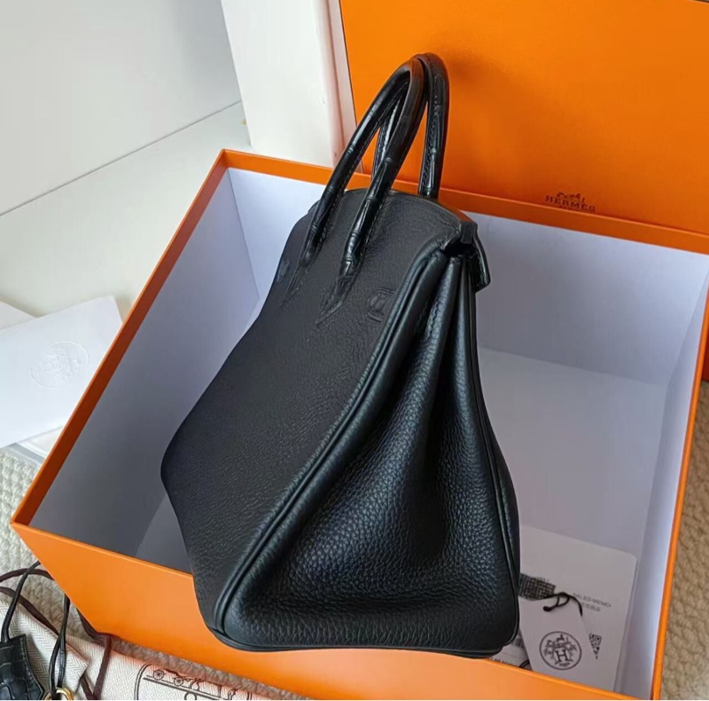 【超級保值❗️收藏家級別✨大全套有購證】Hermes黑金birkin 25 touch方塊鰐togo 皮-6