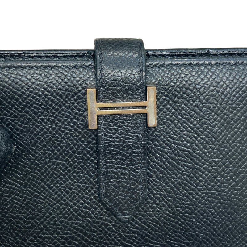 HERMES BEARN H釦長夾 EPSOM / 黑 / 銀扣-3
